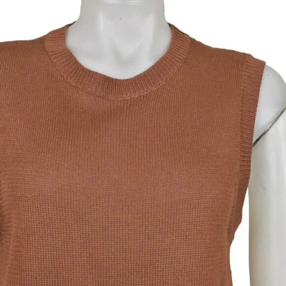 Simons Icone Knit Sweater Vest Sleeveless Crew Neck Brown Size Small - Picture 2 of 10